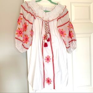 Misa Los Angeles Embroidered Off Shoulder Dress